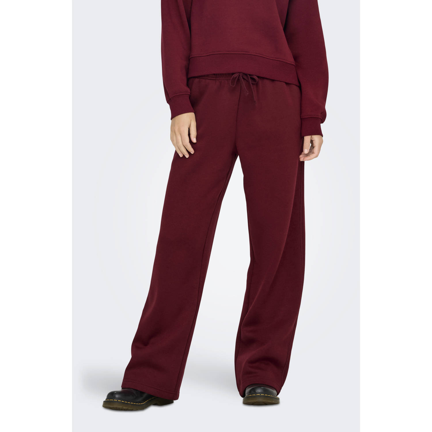 ONLY wide leg sweatpants ONLBEST donkerrood