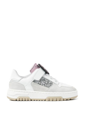 Basket Court Jr leren sneakers wit/zilver