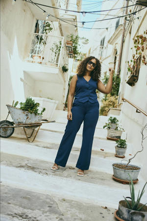straight regular waist casual broek donkerblauw