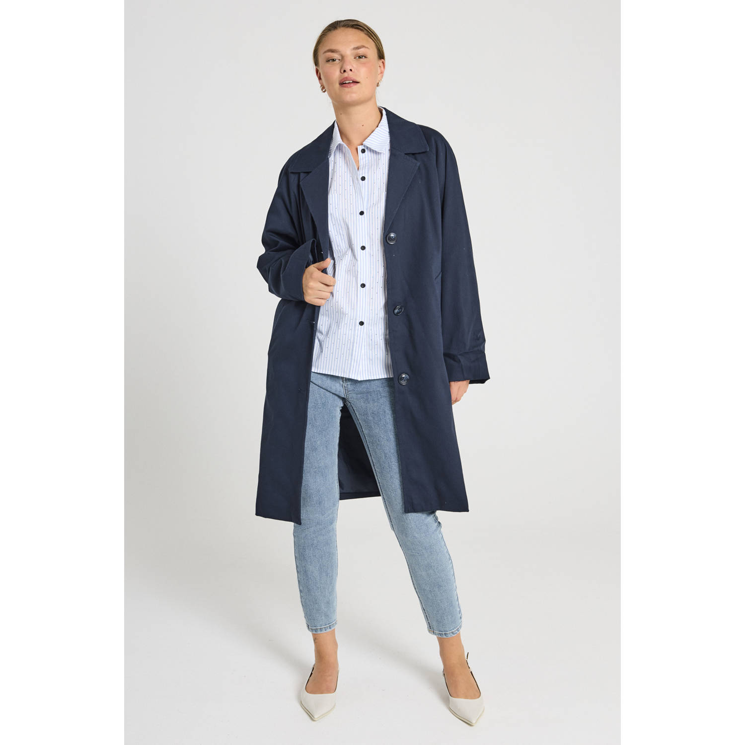 FREEQUENT trenchcoat donkerblauw