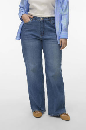 high waist wide leg jeans medium blue denim