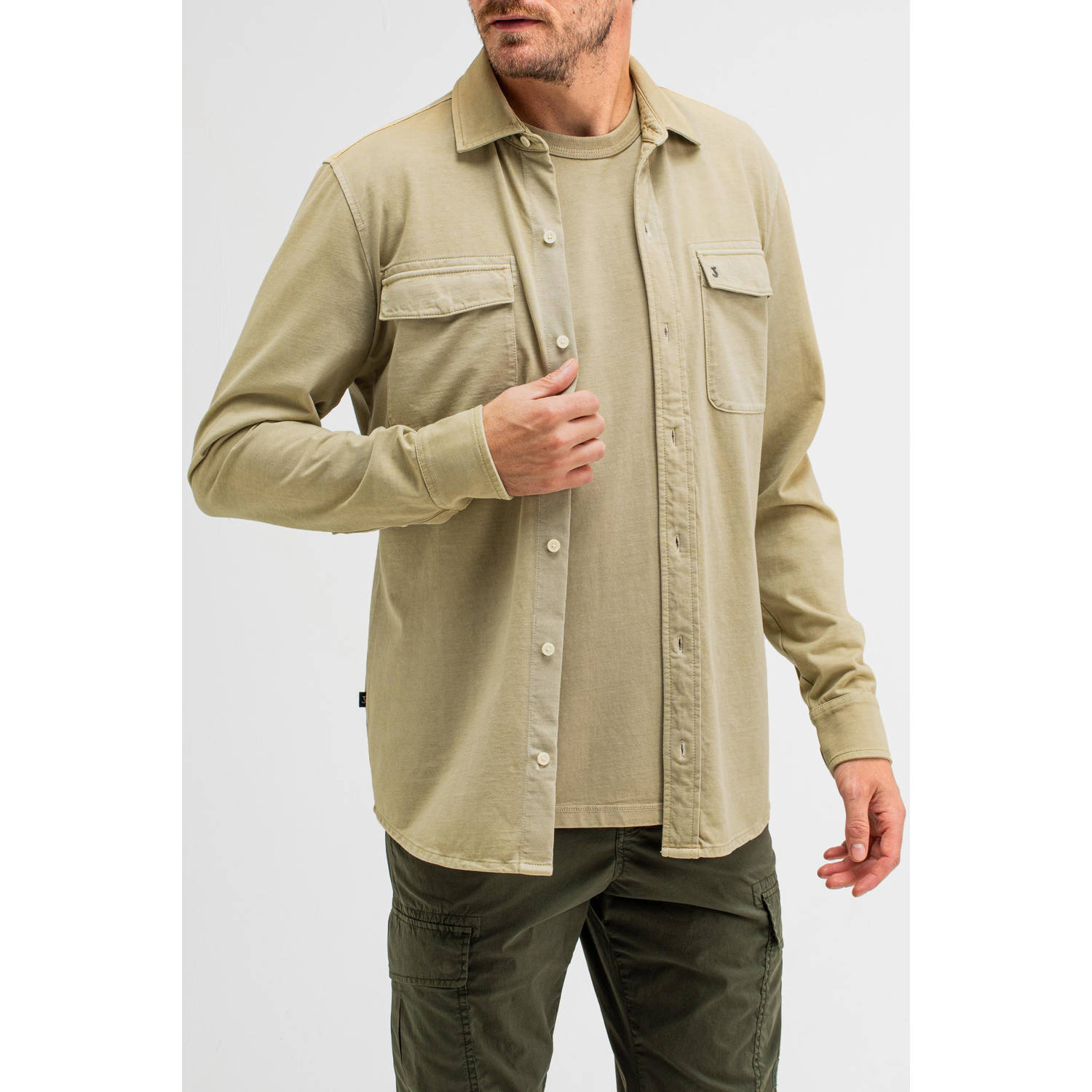 Butcher of Blue regular fit Finn Pocket Jersey overshirt lichtgroen