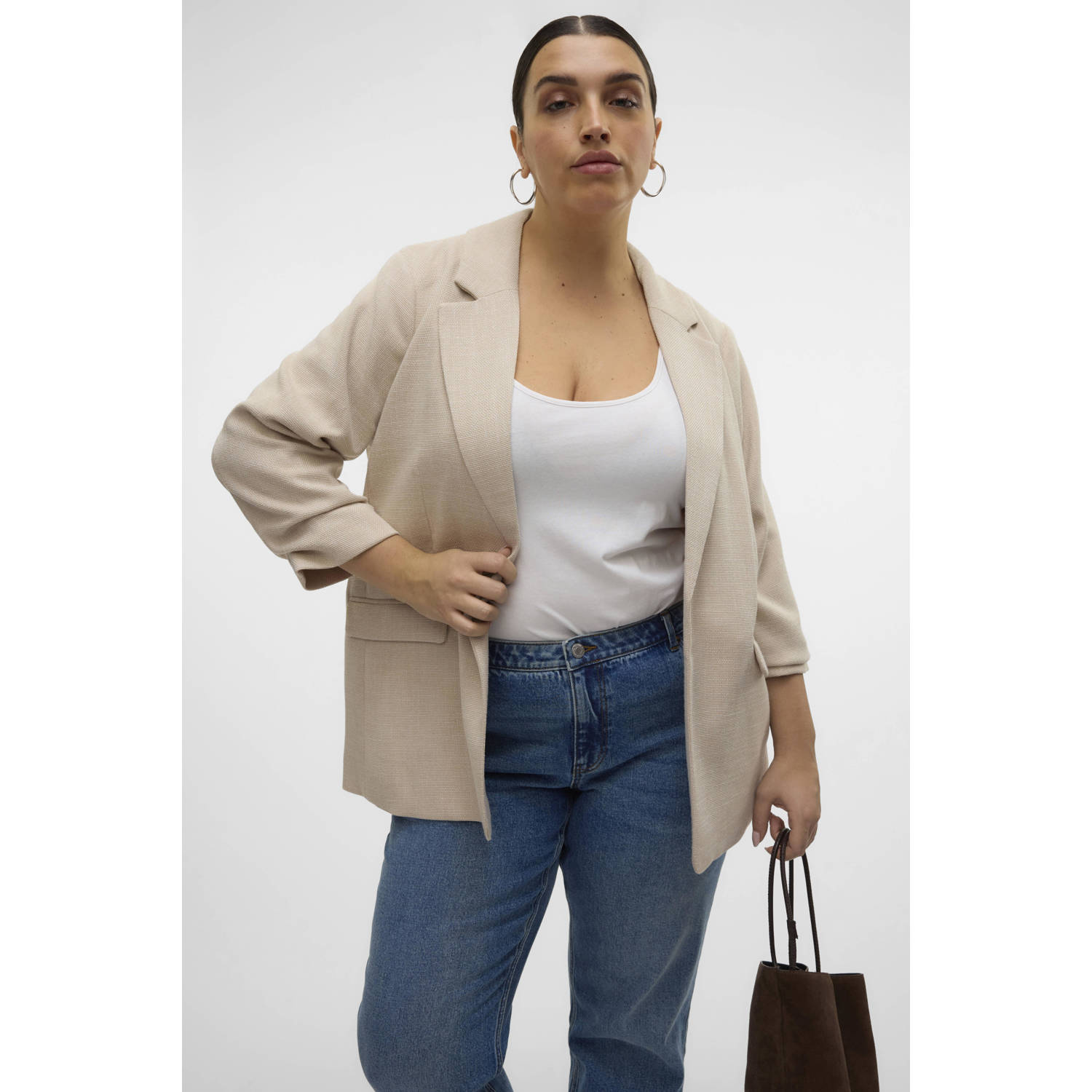 VERO MODA CURVE regular blazer zand