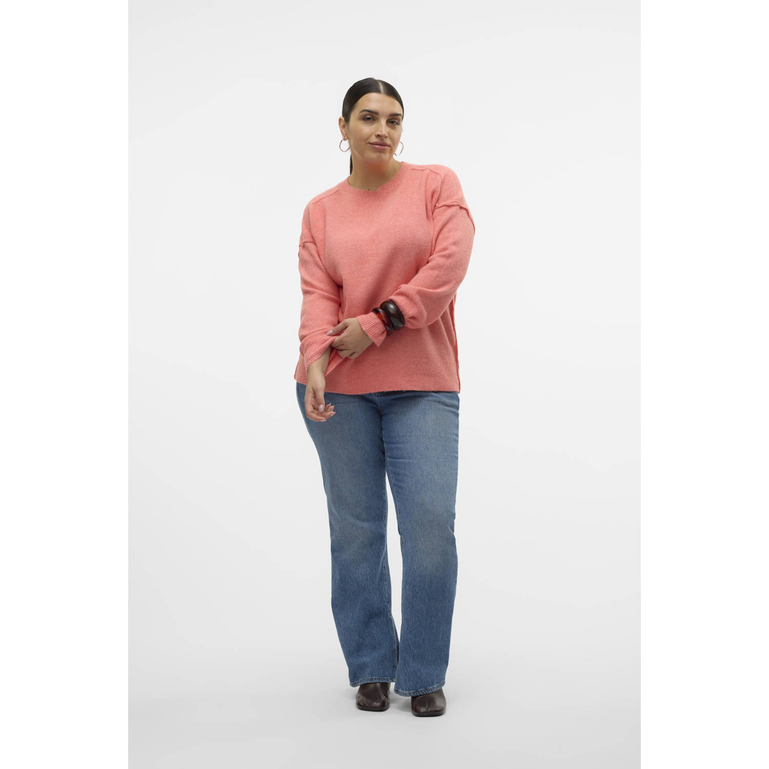VERO MODA CURVE gebreide trui roze