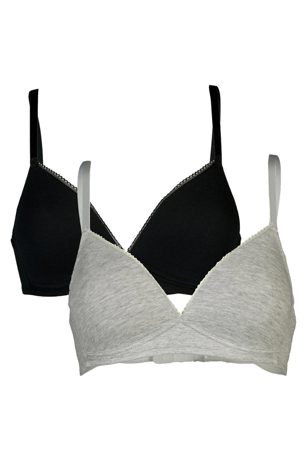 My Basic by After Eden voorgevormde bh zonder beugel (set van 2) grijs/zwart