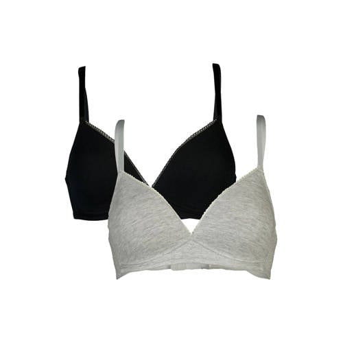 My Basic by After Eden voorgevormde bh zonder beugel (set van 2) grijs/zwart afbeelding