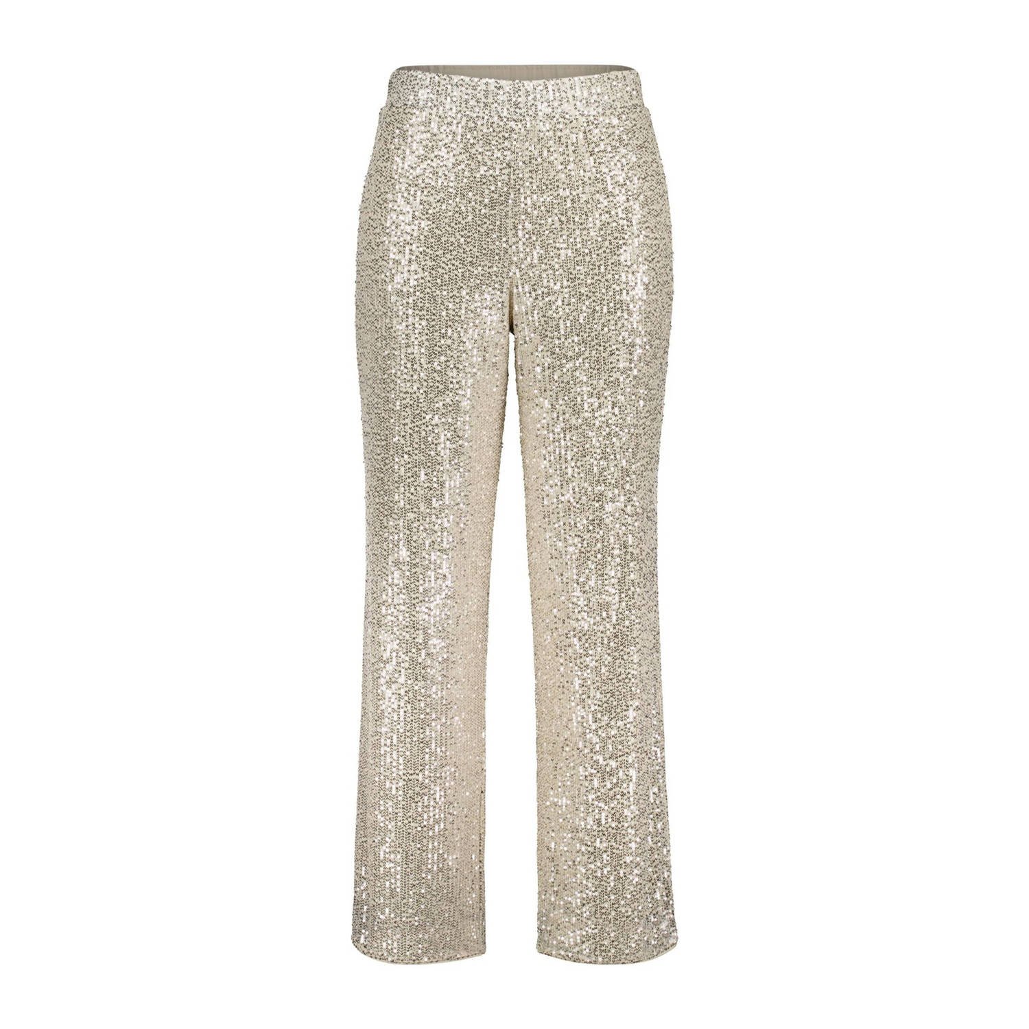 MS Mode wide leg broek mete pailletten goud