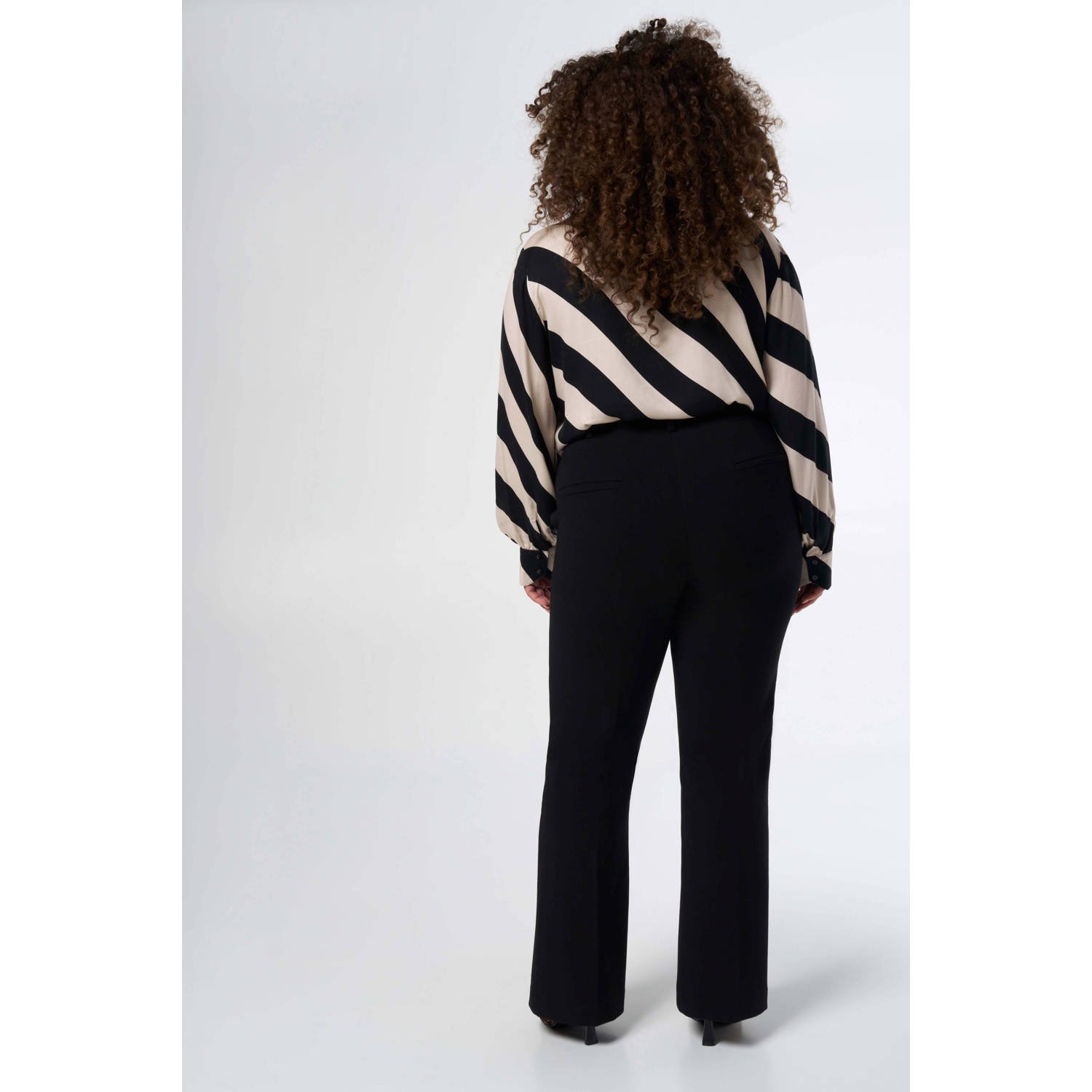 MS Mode flared high waist pantalon zwart