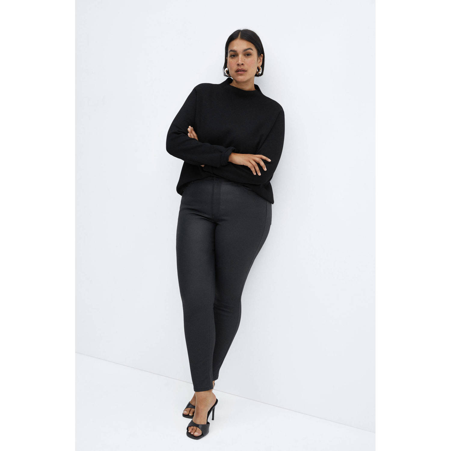 Mango high waist skinny jeans zwart