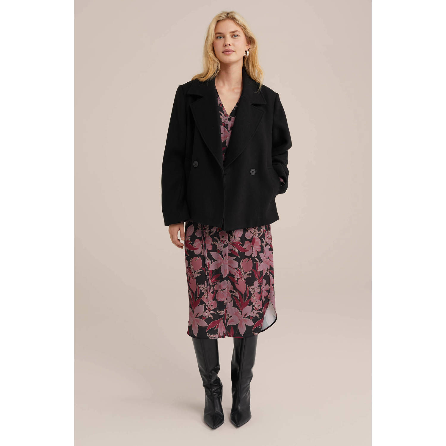 WE Fashion midi jurk zwart