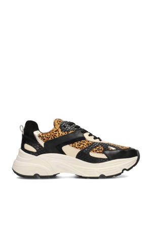 Tokio chunky leren sneakers zwart/cognac