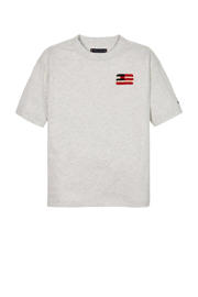 thumbnail: Grijze jongens Tommy Hilfiger t-shirt van katoen met backprint, korte mouwen en ronde hals