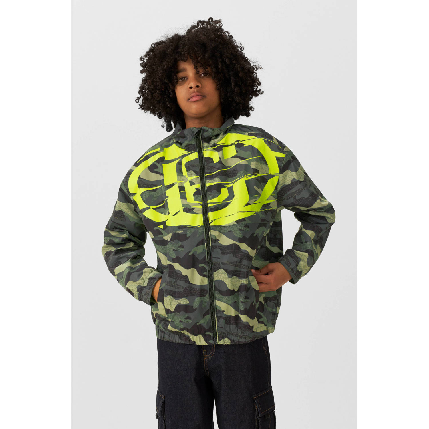Coolcat jas Quint met printopdruk legergroen