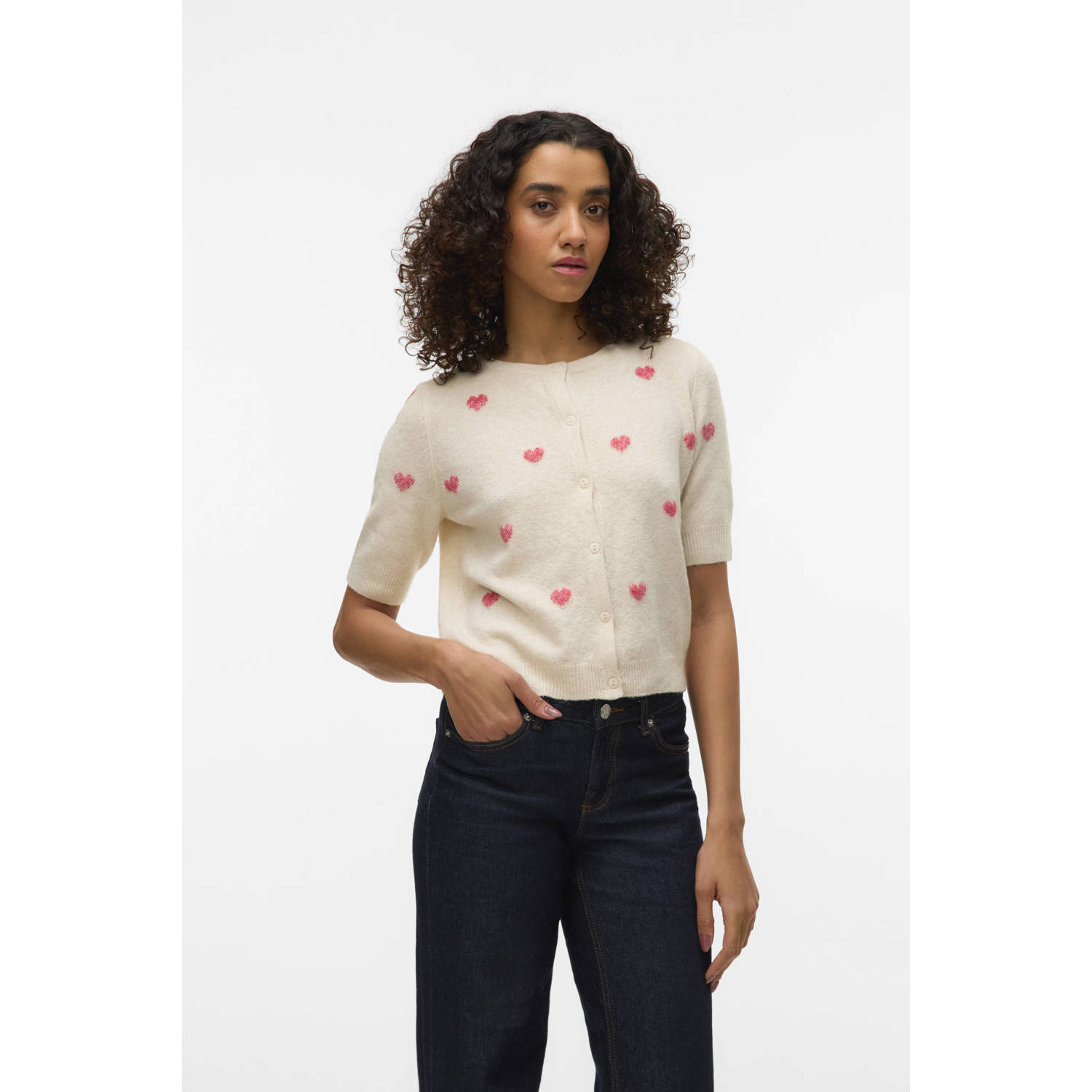 VERO MODA gebreid vest crème