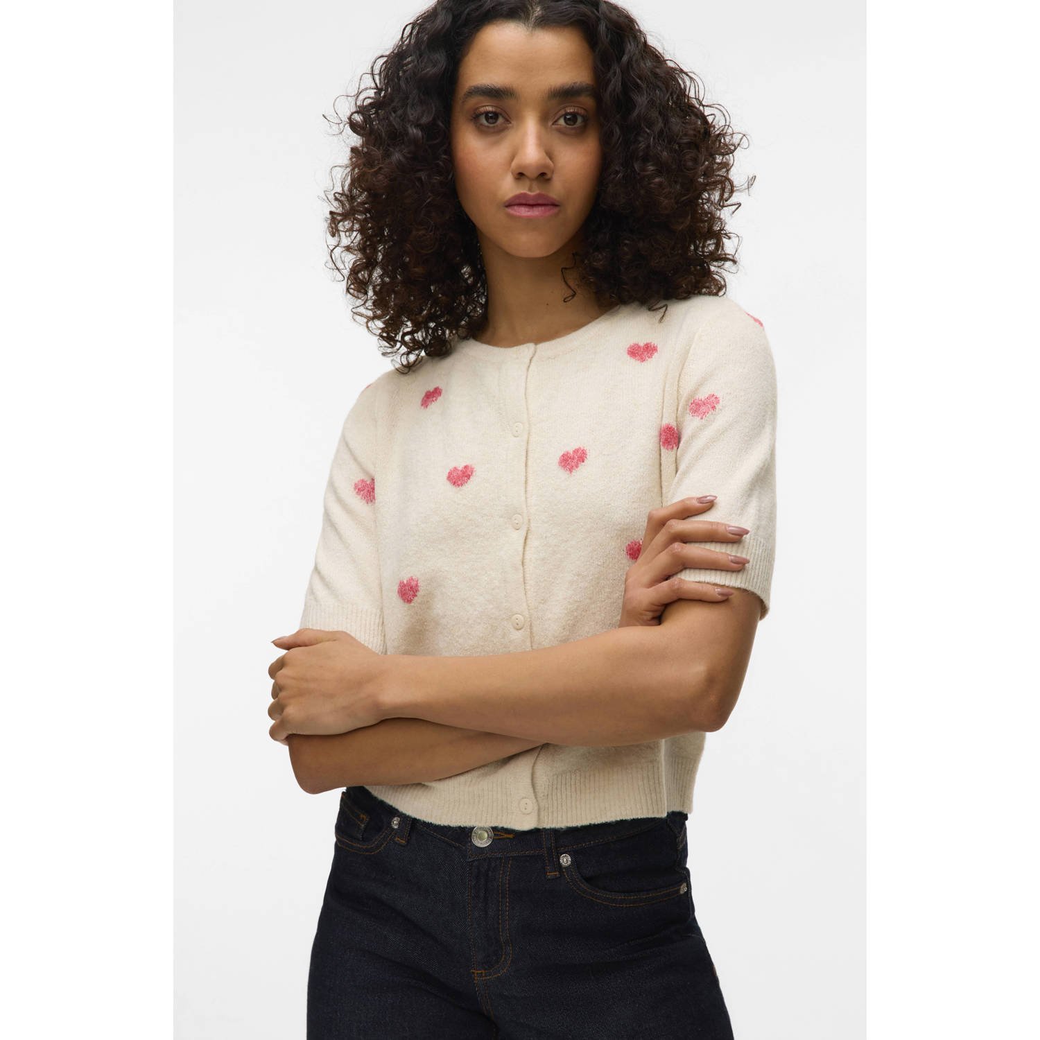 VERO MODA gebreid vest crème