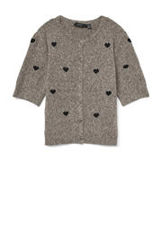 thumbnail: Grijze dames VERO MODA gebreid vest bruin met korte mouwen, ronde hals en knoopsluiting