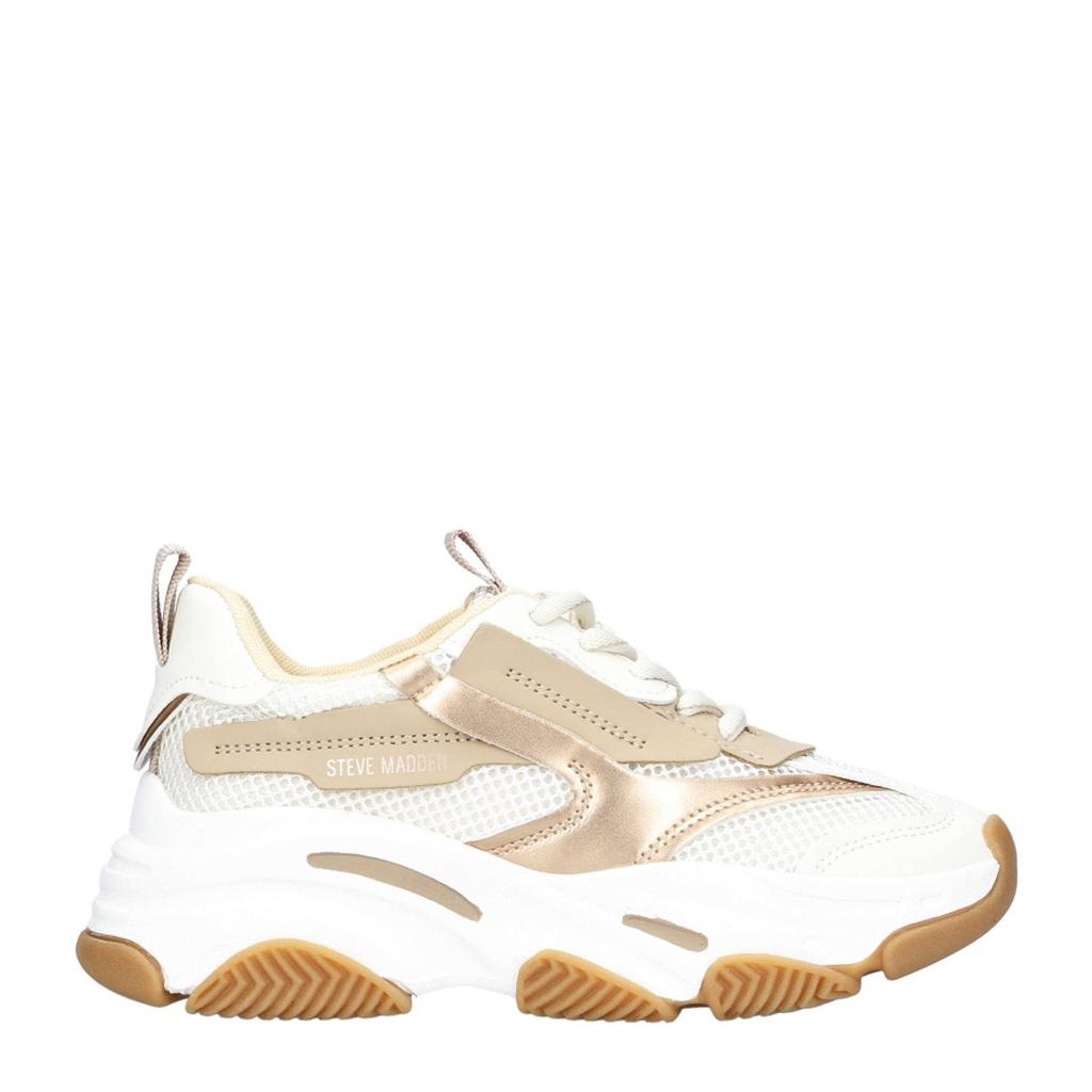 Wit en gouden meisjes Steve Madden JPossession chunky sneakers van textiel met veters