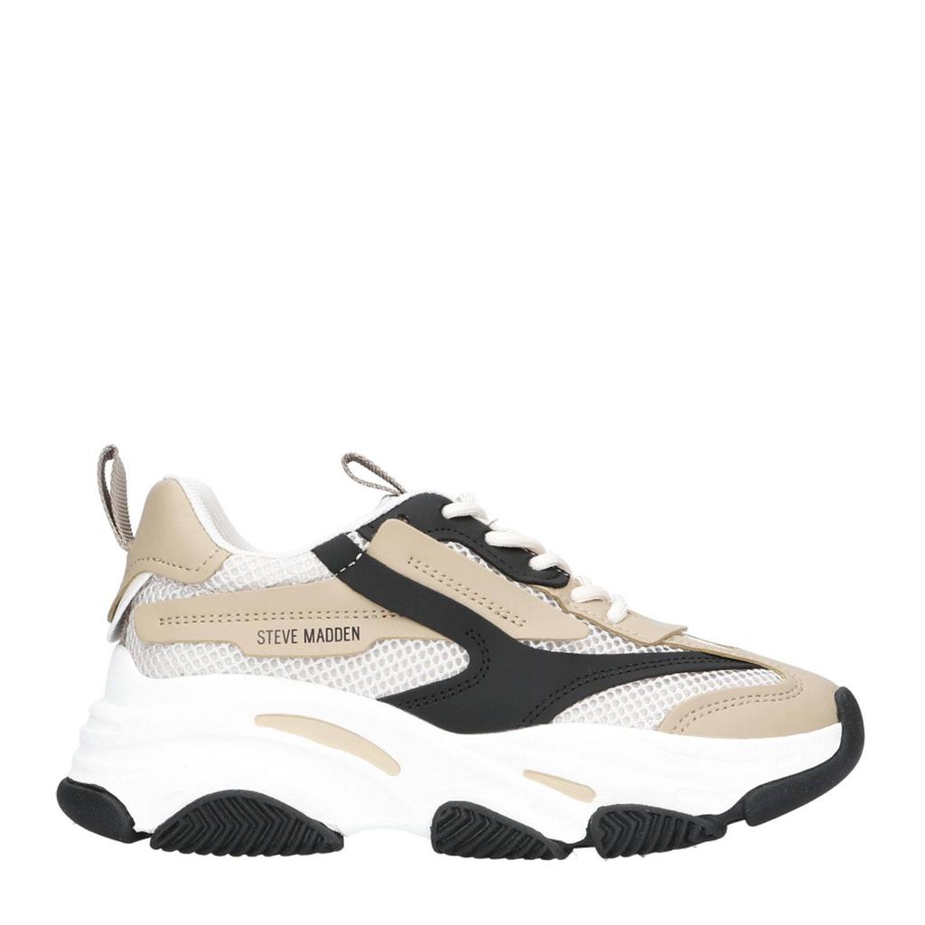 Wit, beige en zwarte meisjes Steve Madden JPossession chunky sneakers van textiel met veters