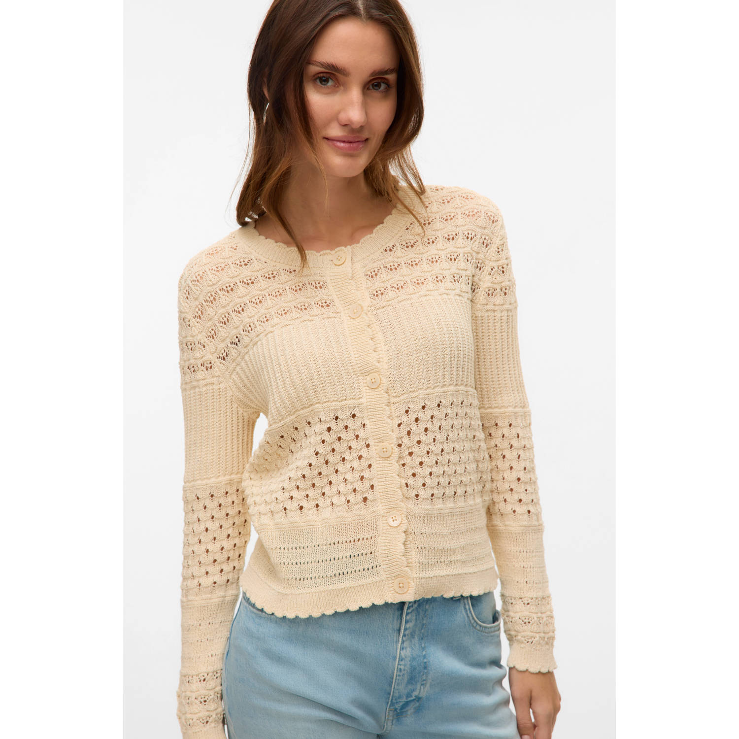 VERO MODA gebreid vest crème