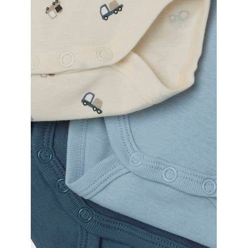 NAME IT BABY romper NBMBODY - set van 3 blauw/ecru afbeelding