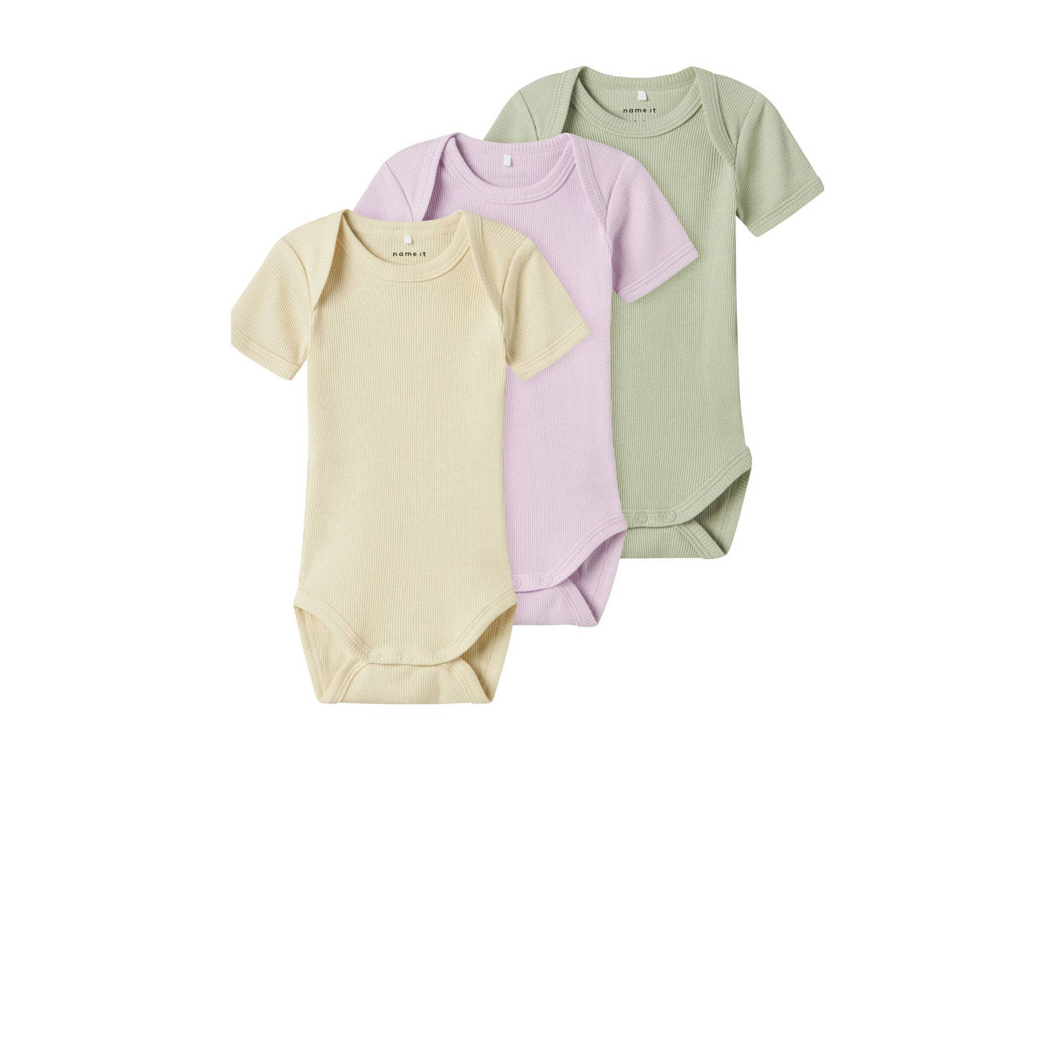 Name It Body met korte mouwen NBNBODY 3P SS SOLID RIB NOOS (set 3-delig)