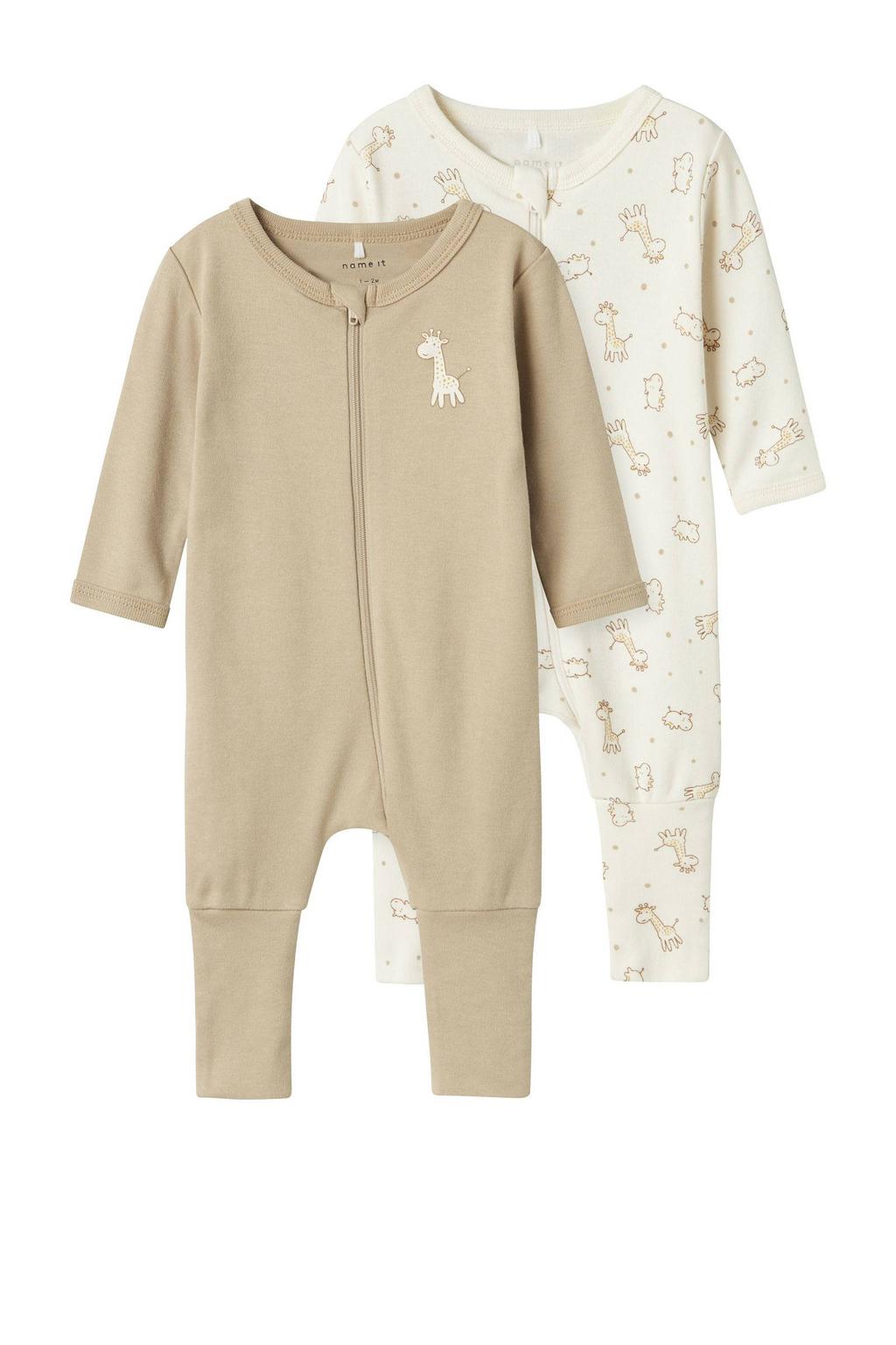 NAME IT BABY pyjama NBNNIGHTSUIT - zand/ecru (set van 2)