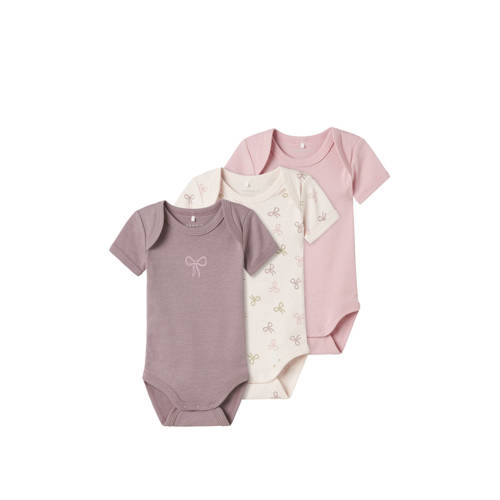NAME IT BABY romper NBFBODY - set van 3 mauve/roze/ecru afbeelding
