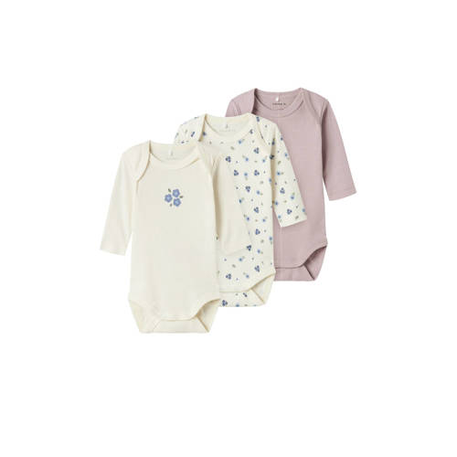 NAME IT BABY romper NBFBODY - set van 3 mauve/ecru afbeelding