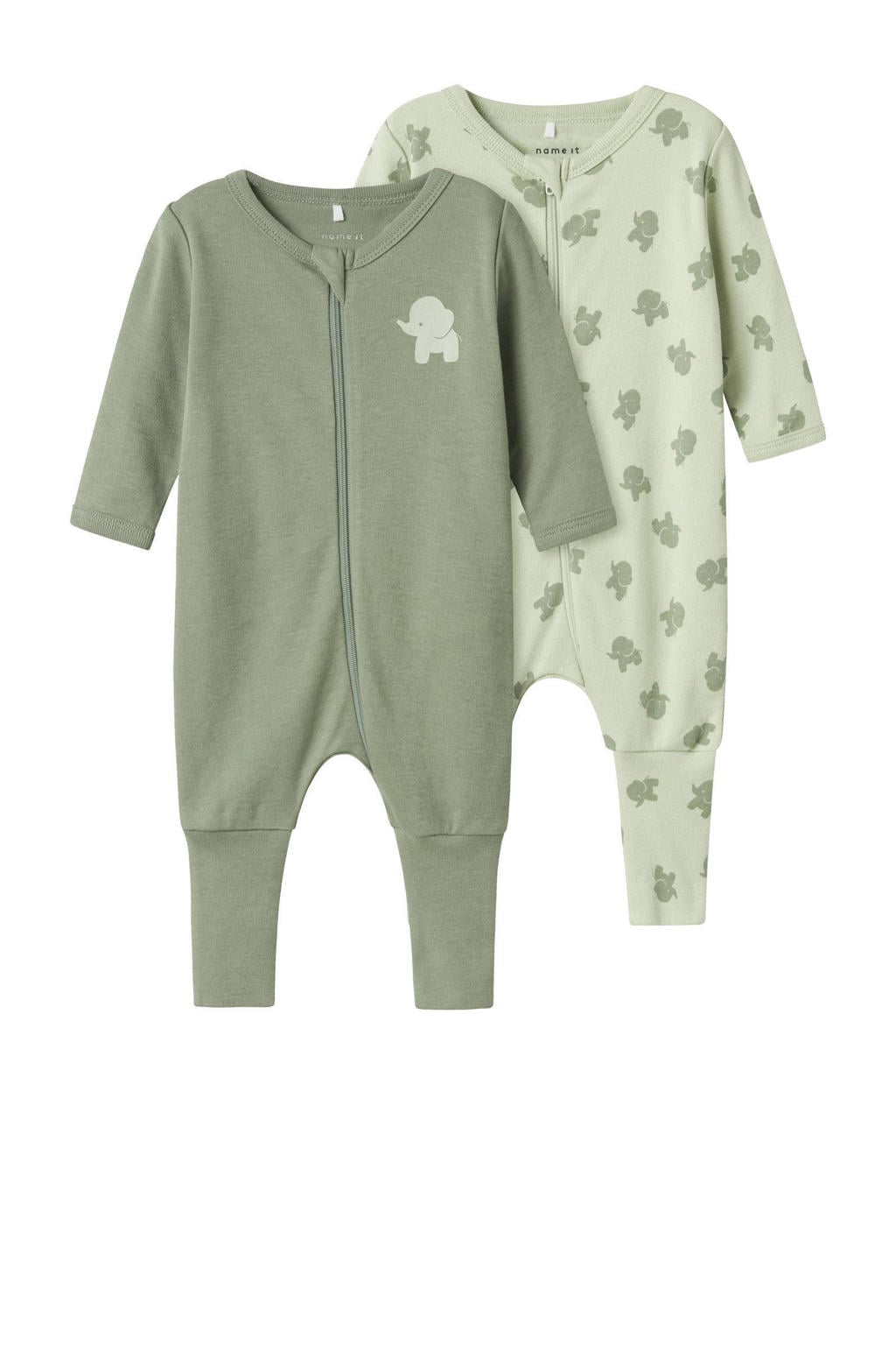 NAME IT BABY pyjama NBMNIGHTSUIT - groen (set van 2)