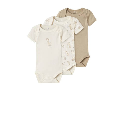 NAME IT BABY romper NBNBODY - set van 3 beige/zand afbeelding