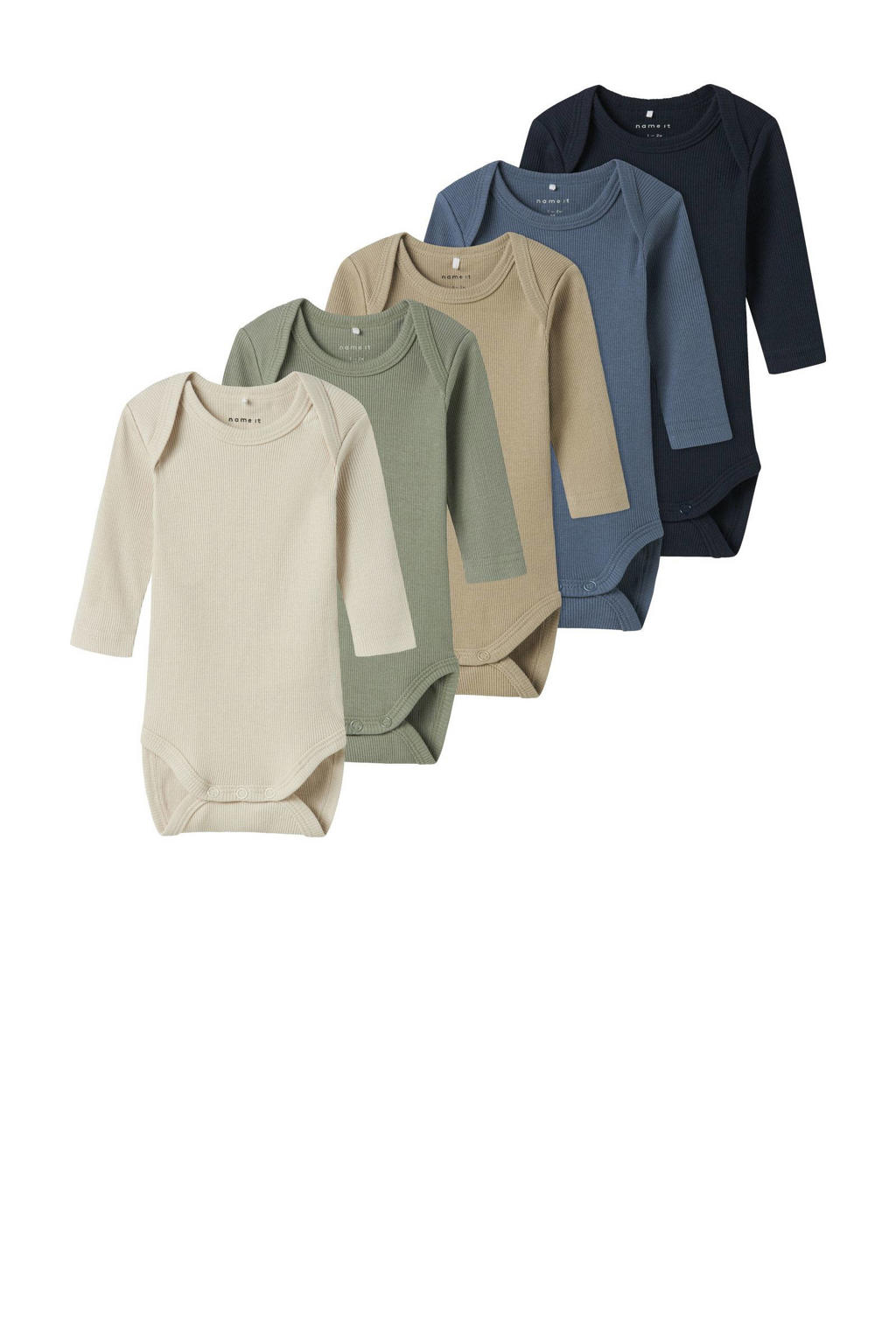 NAME IT BABY romper NBNBODY - blauw/groen/beige (set van 5)