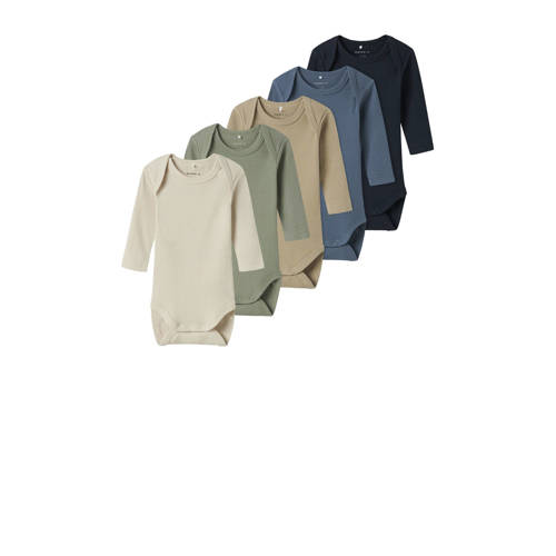 NAME IT BABY romper NBNBODY - set van 5 blauw/groen/beige afbeelding