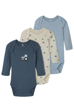 romper NBMNIGHTSUIT - blauw/ecru (set van 3)