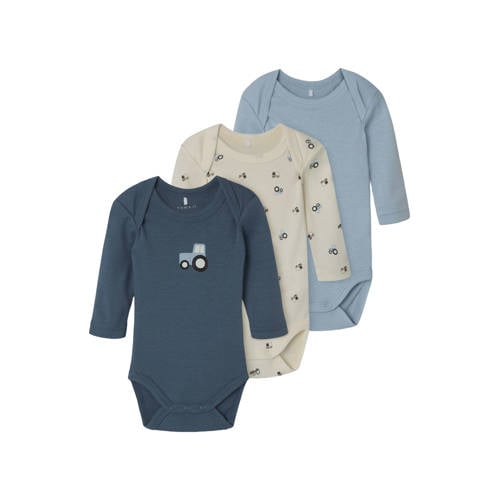 NAME IT BABY romper NBMNIGHTSUIT - set van 2 blauw/ecru afbeelding