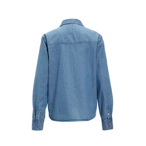 anytime denim blouse met strass steentjes blauw afbeelding