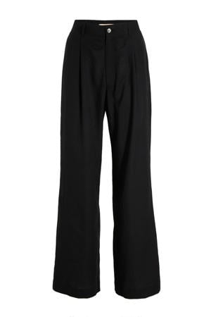 wide leg broek met linnen zwart