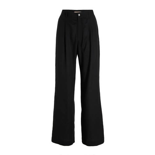 Ruby wide leg broek met linnen zwart afbeelding