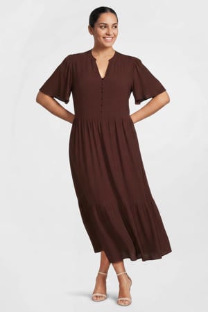 maxi crinkle jurk bruin