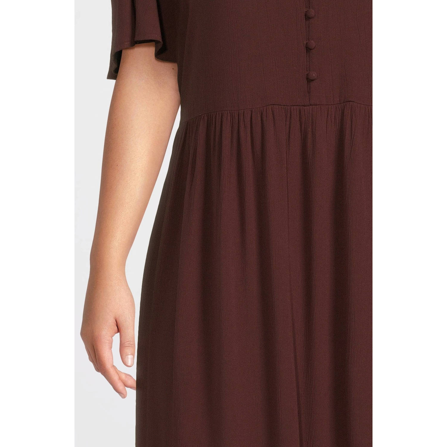 GREAT LOOKS maxi crinkle jurk bruin