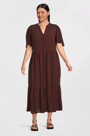 maxi crinkle jurk bruin