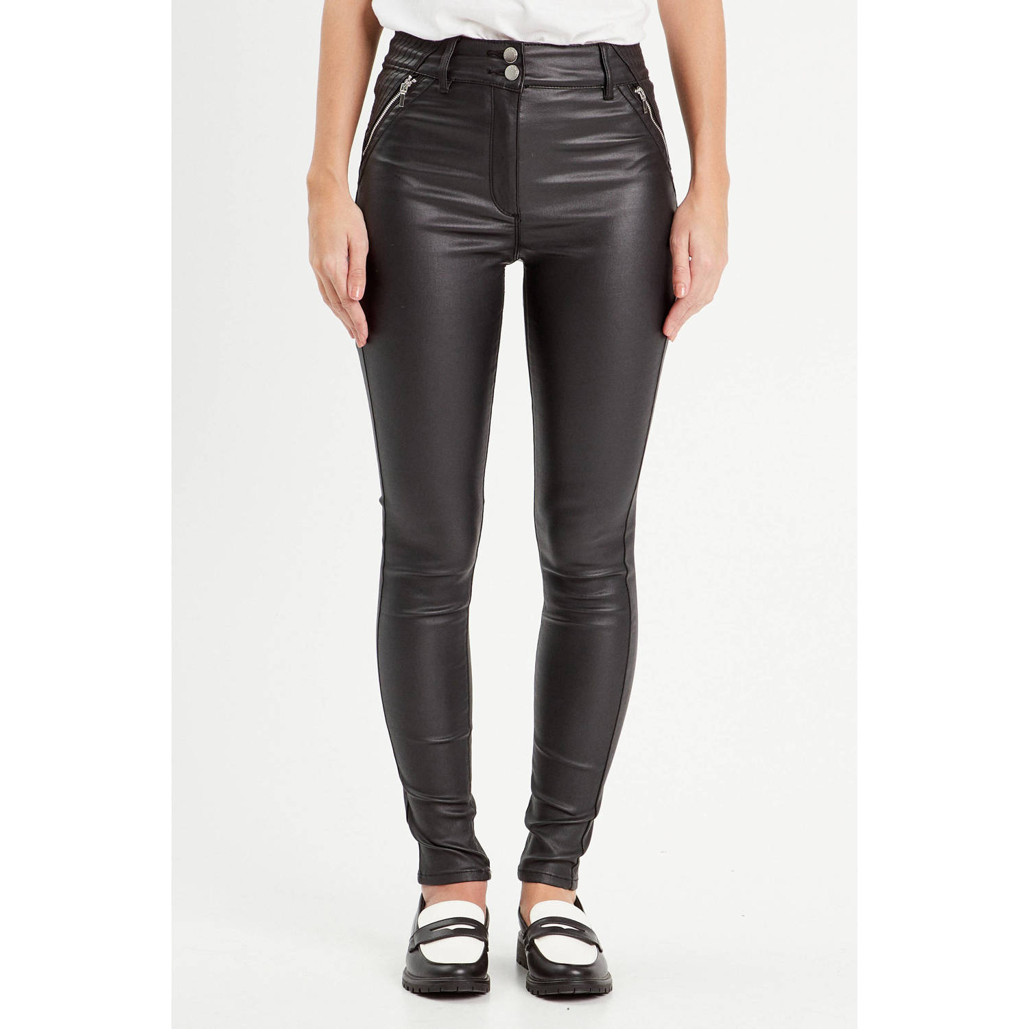 Cache imitatieleren skinny fit broek zwart