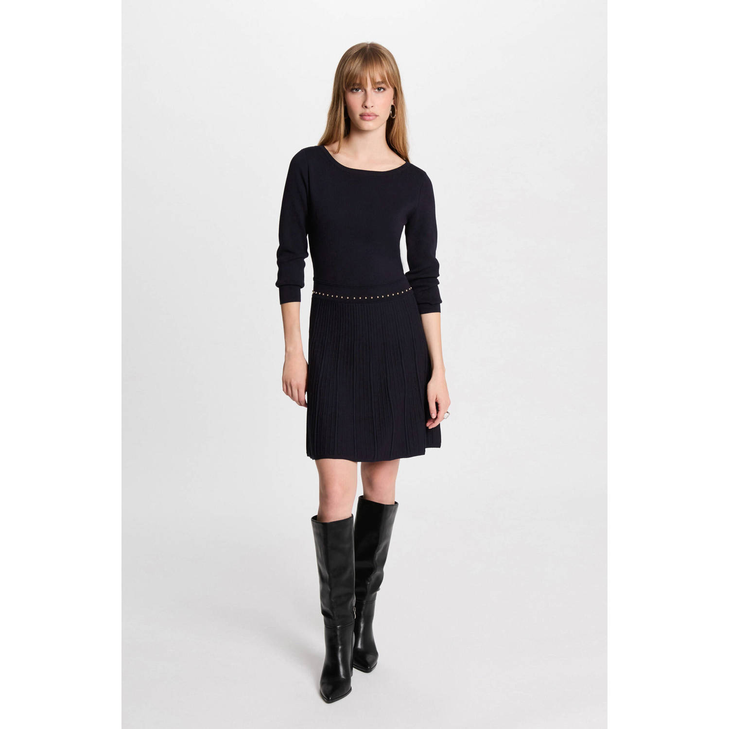 Morgan gebreide jurk marine