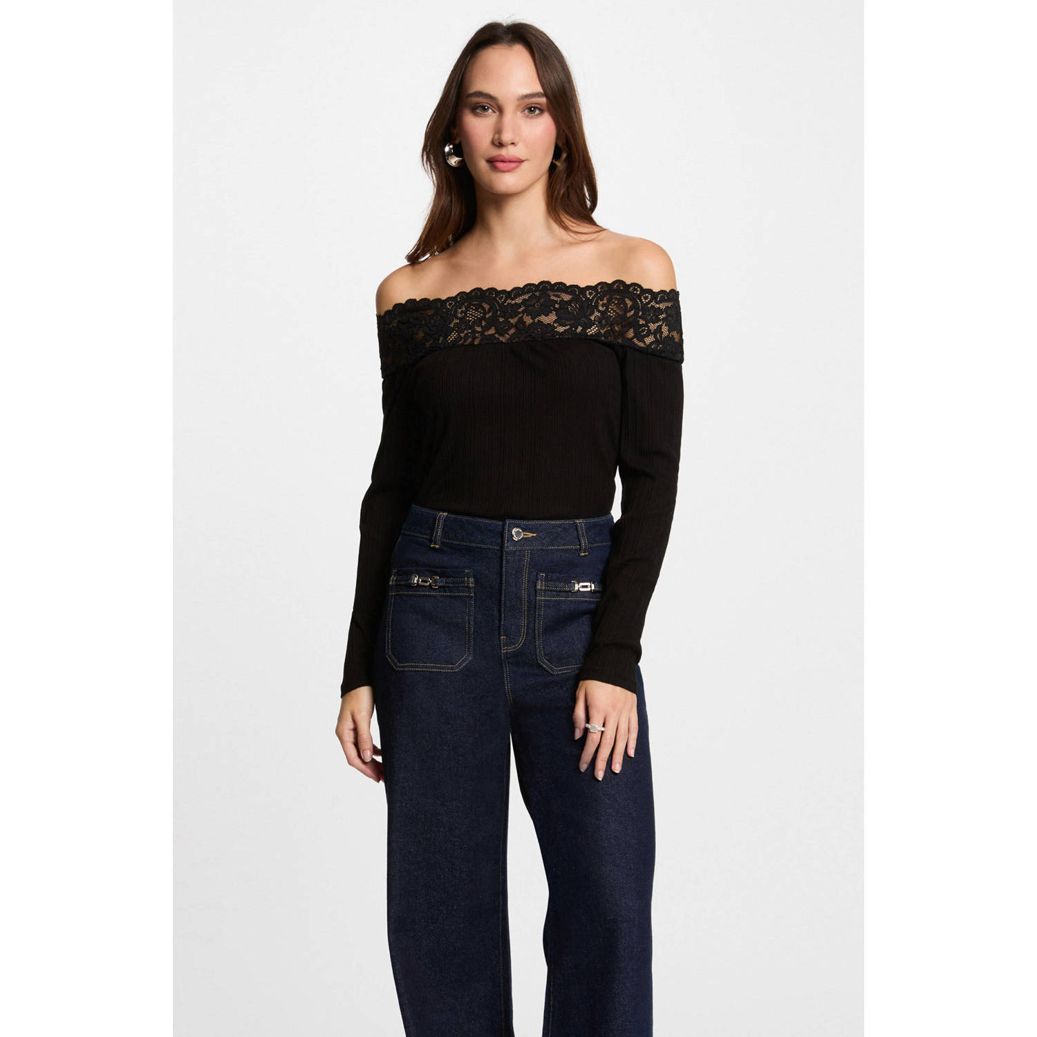 Morgan off shoulder top zwart