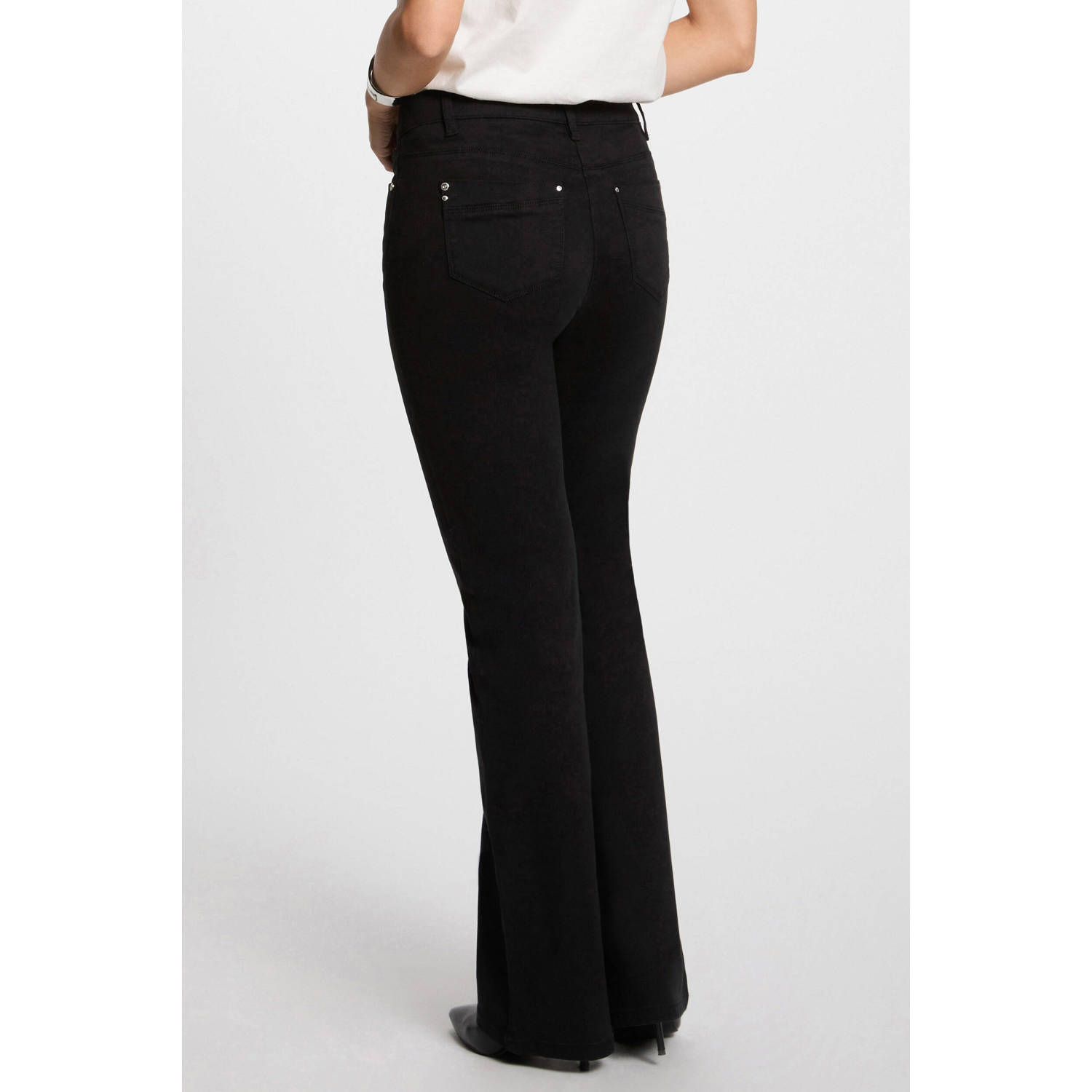 Morgan flared regular waist broek zwart