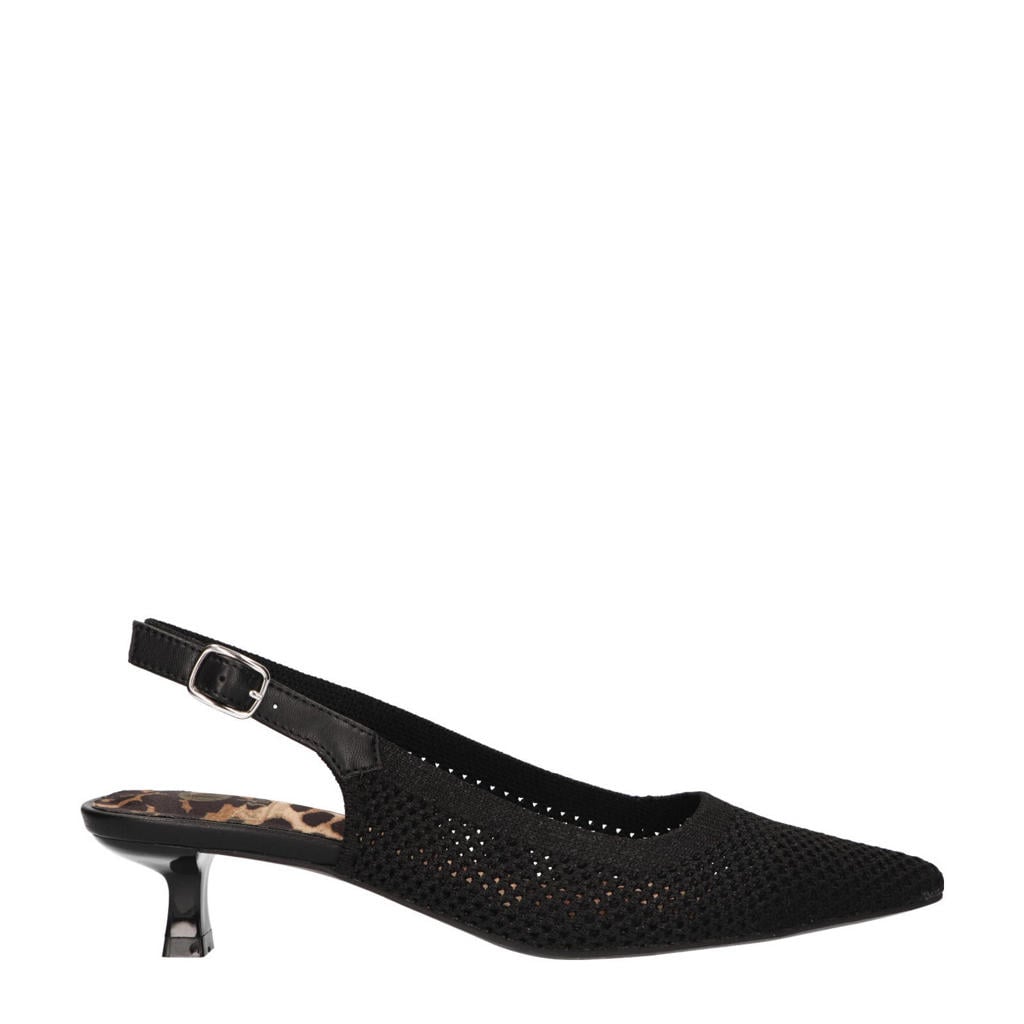 Zwarte dames La Strada slingback pumps van textiel
