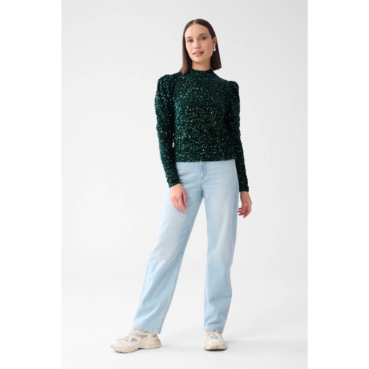 Shoeby pailletten top donkergroen