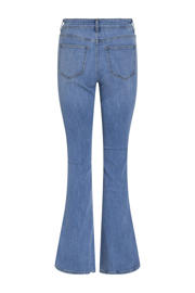 thumbnail: Light blue denim dames VILA regular waist flared jeans van denim met rits- en knoopsluiting en effen