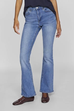 regular waist flared jeans light blue denim