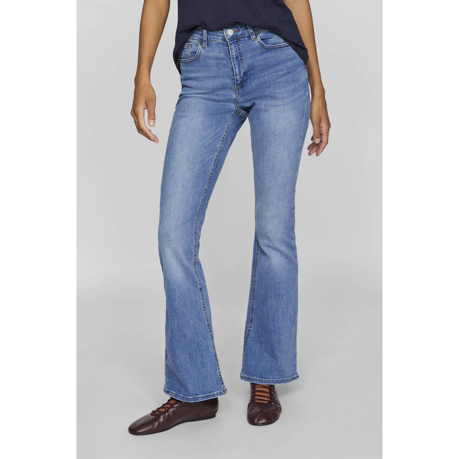VILA regular waist flared jeans light blue denim