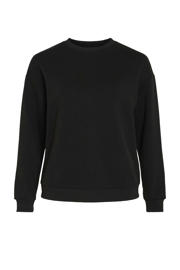 thumbnail: Zwarte dames VILA sweater met effen, lange mouwen en ronde hals